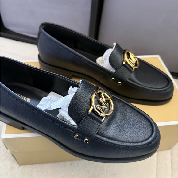 Michael Kors Black Leather Penny Loafers with Gold Hardware (NEW with box) - Picture 4 of 7
